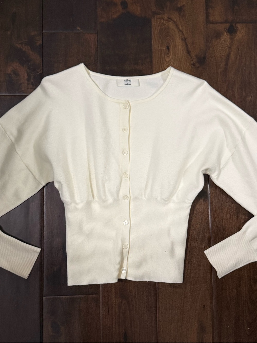 Aritzia Ivory Cropped Button-Up Cardigan